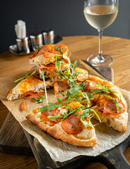 italian pizza on the wooden table