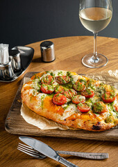 italian pizza on the wooden table