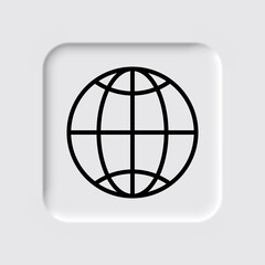 Globe, planet simple icon. Flat desing. Neumorphism design.ai