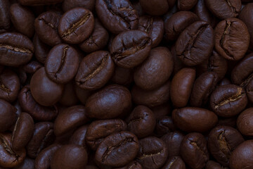 dark brown roasted coffee beans