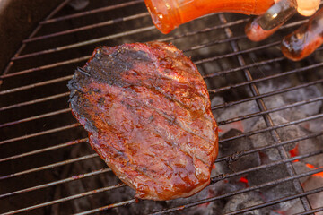 Flank steak on the grill
