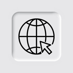 Internet world simple icon. Flat desing. Neumorphism design.ai
