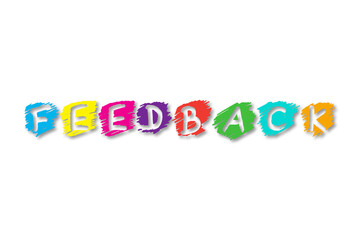 Feedback word written on colorful letters on white background