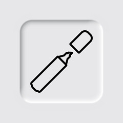 Marker, highlighter simple icon. Flat desing. Neumorphism design.ai