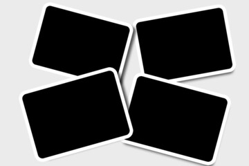 4 Rectangle photo frames in black and white colors with clean rectangular borders and random layout. Used as a collage template to place your pictures or photographs easily in an old classic look.
