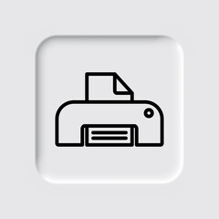 Printer, print simple icon. Flat desing. Neumorphism design.ai