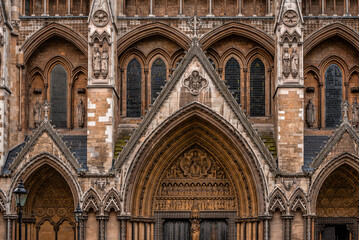 Fototapeta na wymiar Exterior view of the ornate main nave of the Westminster Abbey in London, UK.