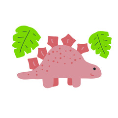 Stegosaurus. Cute dino clipart. Cartoon dinosaur.