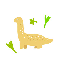 Brontosaurus. Cute dino clipart. Cartoon dinosaur.
