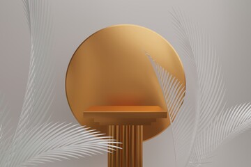 3d rendering illustration of background abstract pedestal board, art display mockup product...