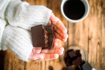 Dark chocolate, handmade sweet coffee soap, aromatic cinnamon and sweets. whole bean coffee