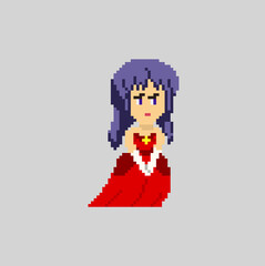 Woman pixel character in art style