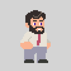 Pixel man character in art style