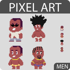 Obraz na płótnie Canvas Set of funny pixel characters