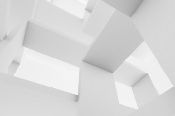 Abstract white modern interior background. Minimal 3d render