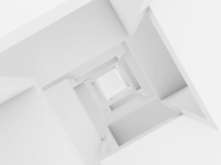 Abstract white tower interior background, looking up. 3 d