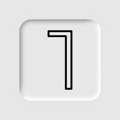 Number one, numeral simple icon vector. Flat desing. Neumorphism design.ai