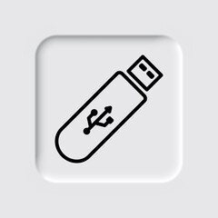 Usb flash drive simple icon vector. Flat desing. Neumorphism design.ai