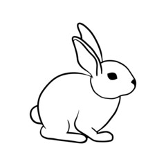 Contour drawing of a rabbit isolated on a white background. Doodle style. Vector