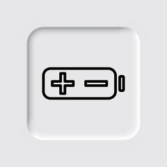 Battery, plus minus simple icon. Flat desing. Neumorphism design.ai