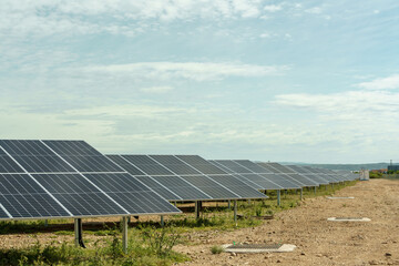 Field of solar panels to generate green and sustainable energy for the industries in the area.