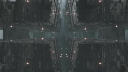 Sci-fi Megastructure with rain and lightning - Powered by Adobe