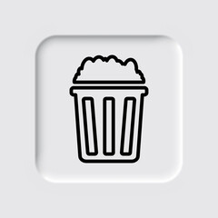 Popcorn simple icon vector. Flat desing. Neumorphism design.ai