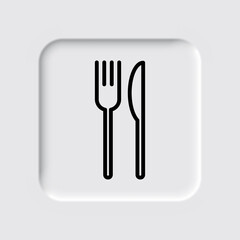 Restaurant, fork knife simple icon. Flat desing. Neumorphism design.ai