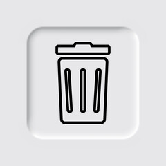 Trashcan simple icon vector. Flat desing. Neumorphism design.ai