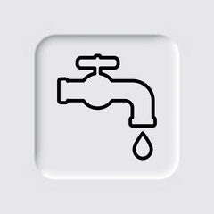 Water tap simple icon. Flat desing. Neumorphism design.ai