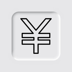Yen simple icon vector. Flat desing. Neumorphism design.ai