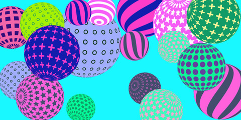 Retro 3d illustration abstract balls, great design for any purposes.  Modern poster for cover design.  Vector illustration design. Abstract bright wallpaper. 3d geometric shape  illustration.