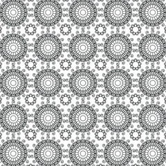 Modern ornament with black, white and gray elements. Geometric mandala pattern vector in illustration