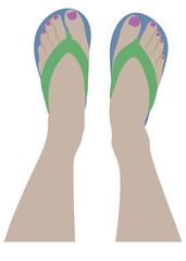 feet of the woman with a beach flip flops svg vector illustration