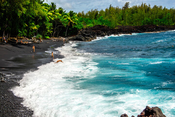 Black Sand beach in Hawaii