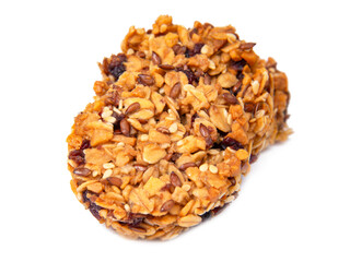 Cereal snack cookies no sugar with honey oatmeal grain isolated on the white