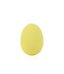 One yellow easter egg on isolated white background