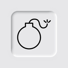 Bomb simple icon. Flat desing. Neumorphism design.ai