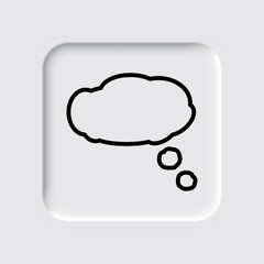 Cloud thinking simple icon. Flat desing. Neumorphism design.ai