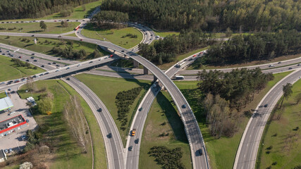 Aerial view intersection transport city road