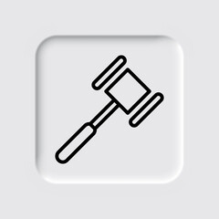 Hammer simple icon. Flat desing. Neumorphism design.ai