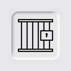 Jail simple icon. Flat desing. Neumorphism design.ai