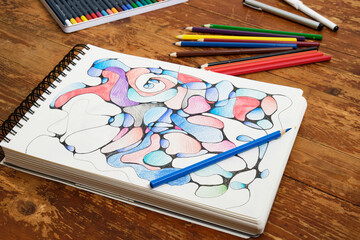 Naklejka premium neurographics concept, drawing helps to know oneself, psychological therapy with the help of drawing