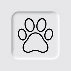 Paw simple icon. Flat desing. Neumorphism design.ai
