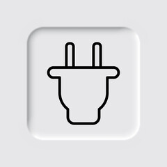Plug simple icon. Flat desing. Neumorphism design.ai