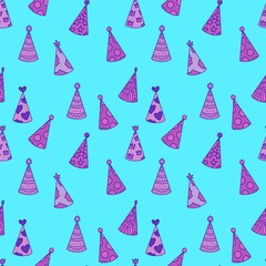 Party hat seamless pattern for fabrics and packaging and gifts and cards and kids and wrapping paper and festive