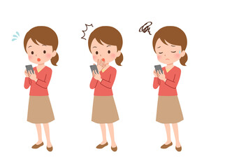 スマートフォンを操作する女性のイラスト