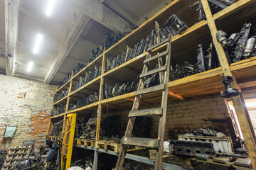 Warehouse with used auto parts for sale.