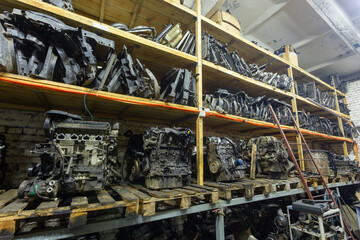 Warehouse with used auto parts for sale.