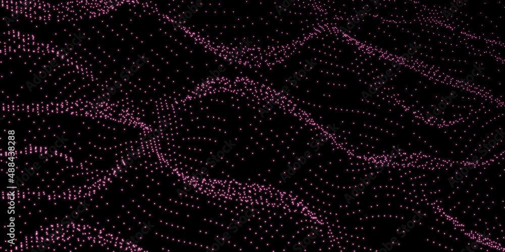 Poster abstract red violet technology point mesh network in dark space. 3d render illustration